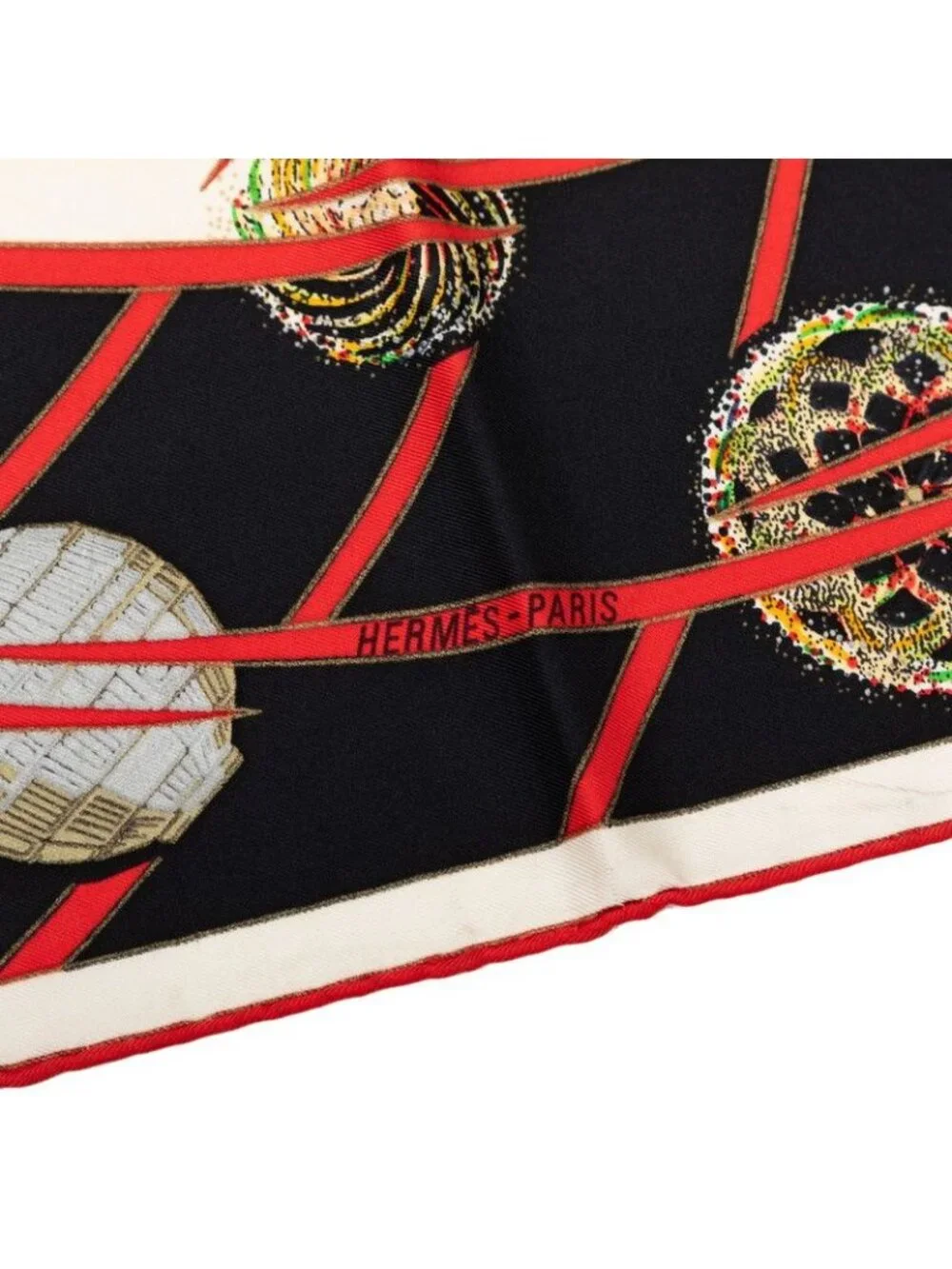 Hermes Carre 90 Les Feux de Lespace Space Fireworks Scarf Large Black Multicolor